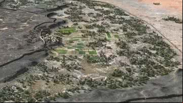 Reconstrução digital da rede de muralhas encontrada na Arábia Saudita - Reprodução / Khaybar Longue Durée Archaeological Project, M. Bussy & G. Charloux