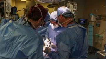 Imagem da sala de cirurgia durante o transplante - Divulgação/Massachussets General Hospital