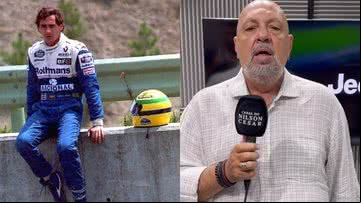 O piloto Ayrton Senna e o narrador Nilson César - Getty Imagens e Instagram / @nilsoncesarjp