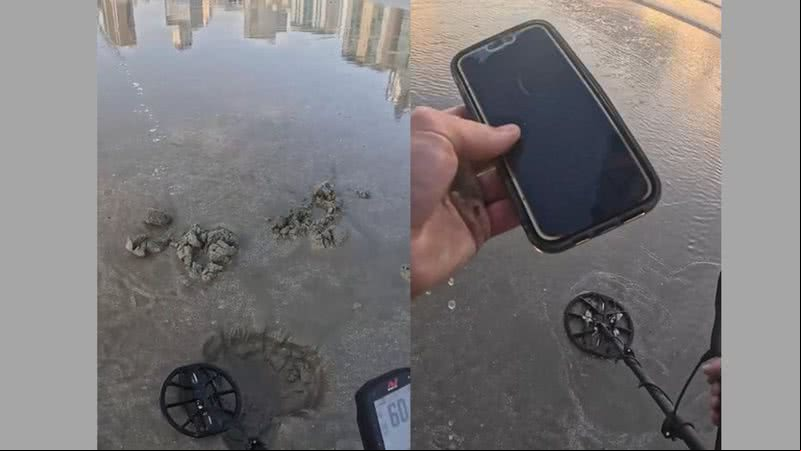 Jovem encontrou iPhone com auxílio de detector de metais - Divulgação/Redes sociais