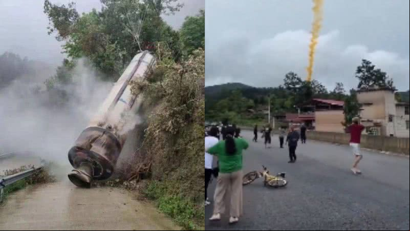 Imagens dos destroços que atingiram a vila - Reprodução/Vídeo/Redes Sociais