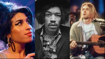 Amy Winehouse, Jimi Hendrix e Kurt Cobain - Getty Images