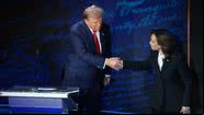 Donald Trump e Kamala Harris durante debate presidencial - Getty Images