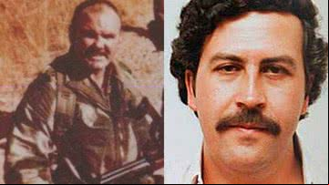 Peter McAleese (à esqu.) e Pablo Escobar (à dir.) - Wikimedia Commons