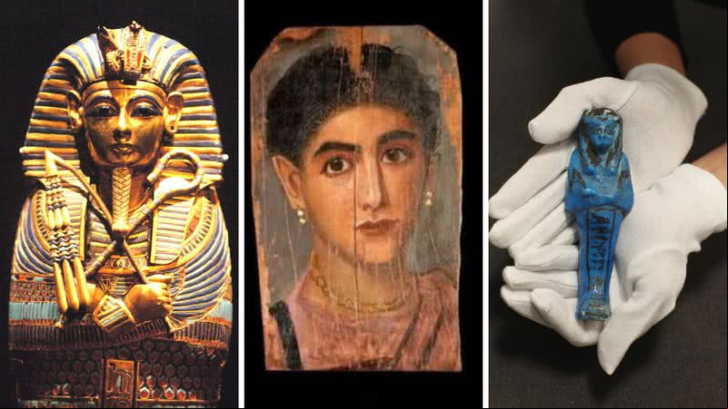Sarcófago de Tutancâmon, retrato e estatueta de shabti - Getty Images