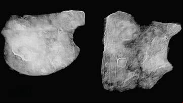 Imagens de raios X de fragmentos do capacete romano descoberto na Dinamarca - Divulgação/Museus Vejle
