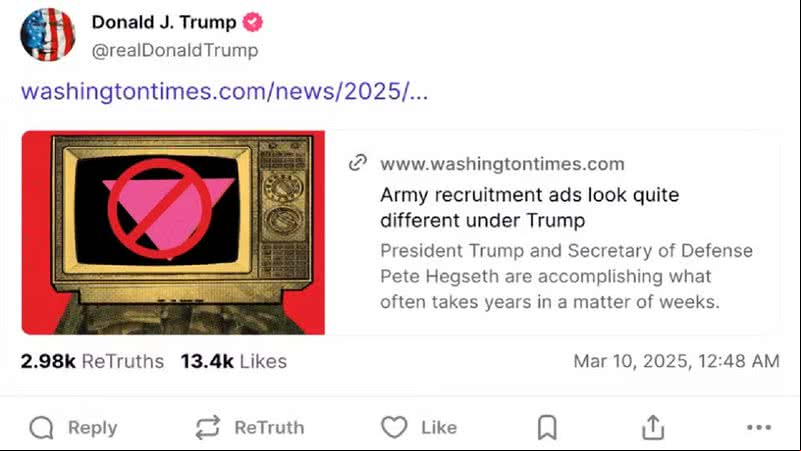 Trump usa símbolo nazista em publicação em sua rede social - Reprodução