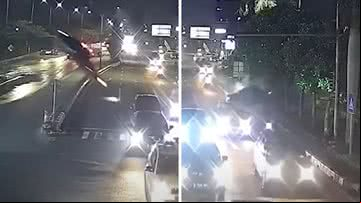 Vídeo mostra momento em que motorista despenca de ponte inacabada - Reprodução/Video/Redes Sociais/UOL