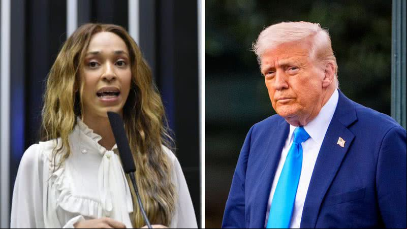Erika Hilton e Donald Trump - Divulgação/Câmara dos Deputados/Zeca Ribeiro / Getty Images