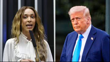 Erika Hilton e Donald Trump - Divulgação/Câmara dos Deputados/Zeca Ribeiro / Getty Images