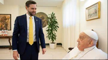 Imagem do encontro de Vance com o papa Francisco - Getty Images