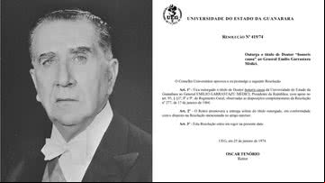 Título concedido a Emílio Garrastazu Médici em 1974 - Reprodução/Arquivo Nacional / Divulgação