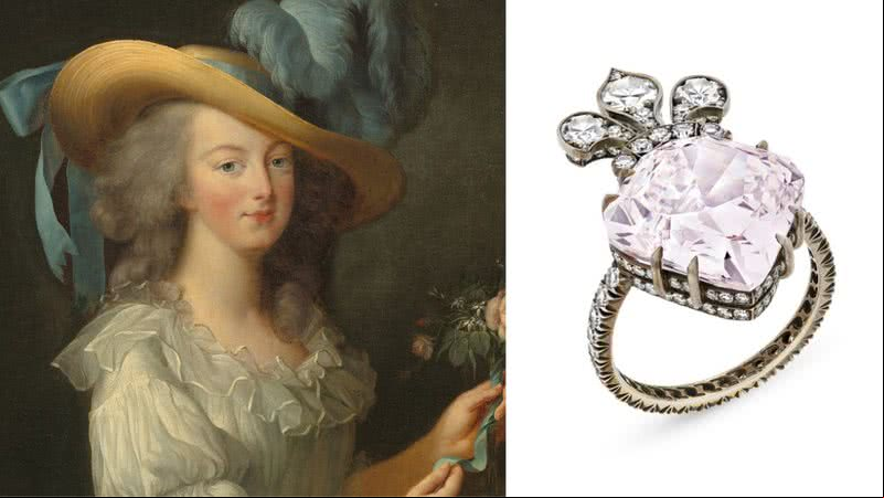 Maria Antonieta e diamante que será leiloado - Getty Images; Divulgação/Sotheby's