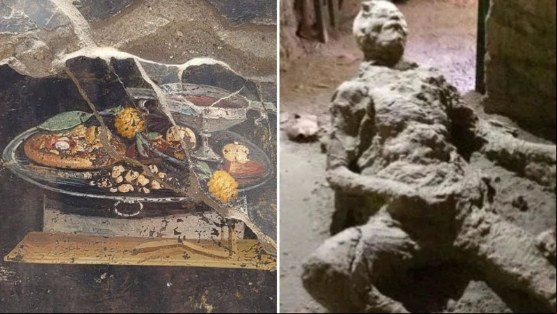Ancestral da pizza em vítima em suposta posição depravada - Parque Arqueológico de Pompeia