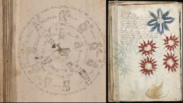 Montagem mostrando duas páginas do manuscrito - Domínio Público