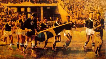 Palmeiras entrando em campo em 20 de setembro de 1942 - Divulgação/ Palmeiras