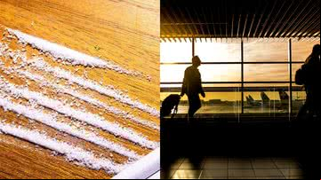 Imagens ilustrativas de cocaína e aeroporto, respectivamente - Fotos de BrutallyHonestFREE e Rudy and Peter Skitterians via Pixabay
