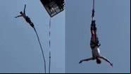 Imagens do momento que a corda se rompeu durante salto de bungee jump na Tailândia - Reprodução / Vídeo