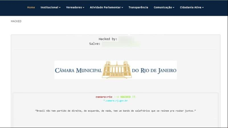 Tela inicial do site da Câmara Municipal do Rio - Divulgação / G1