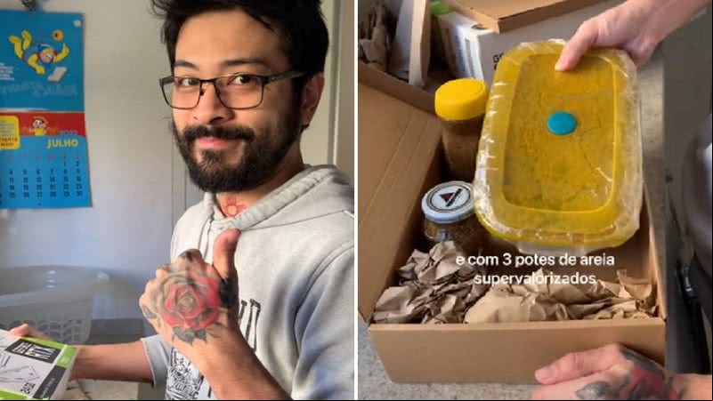 Maurício Takeda e Sousa comprou placa de vídeo de R$14 mil e recebeu potes de areia - Divulgação/ Redes Sociais