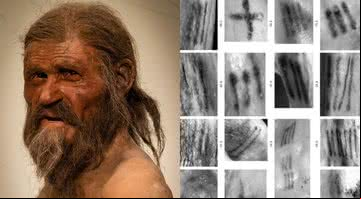 Ötzi, o homem do gelo e suas tatagens - Wikimedia Commons - EURAC / M.Samadelli / M.Melis