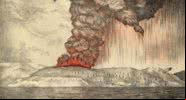 Litografia da erupção do vulcão Krakatoa em 1883 - Wikimedia Commons